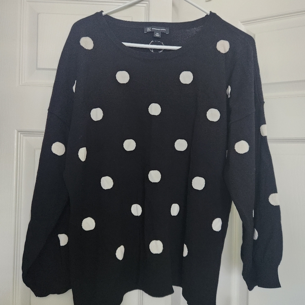 NWT INC Polka-Dot Pullover Sweater, Created for Macy's sz XXL